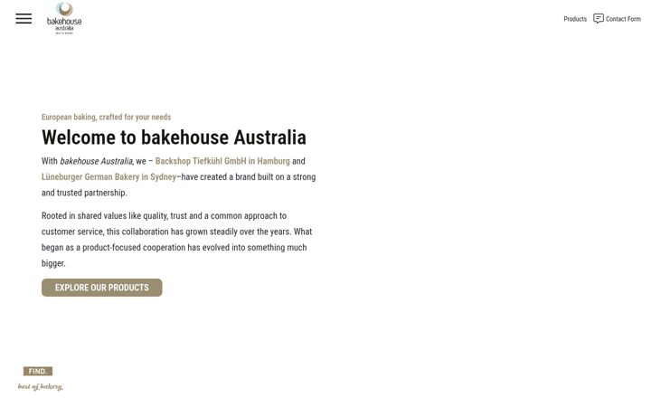 Screenshot of bakehouse-australia.com