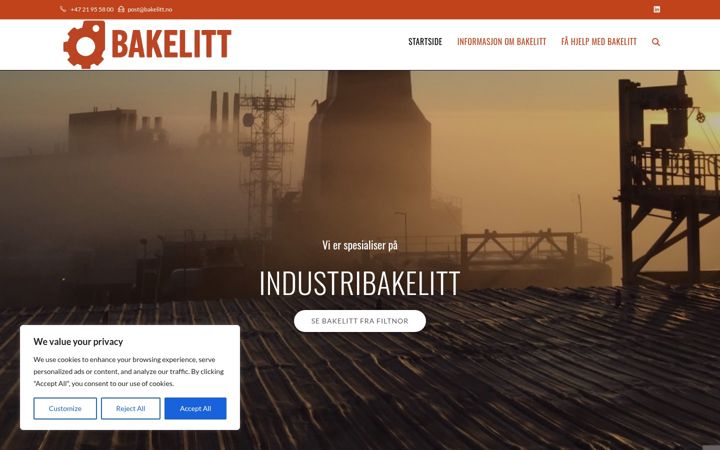 Screenshot of bakelitt.no
