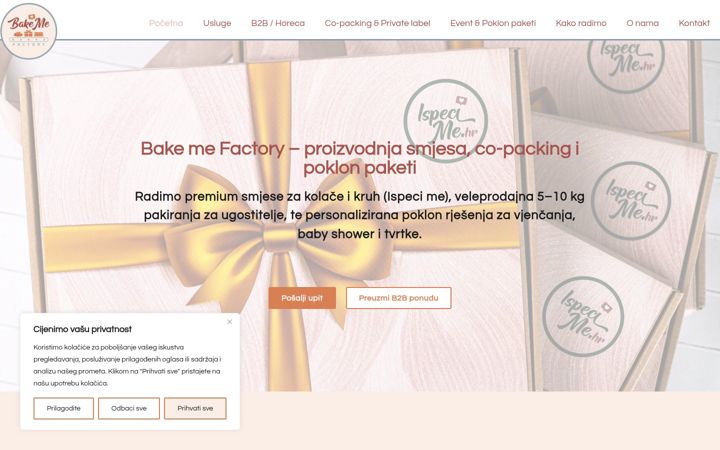 Screenshot of bakemefactory.com
