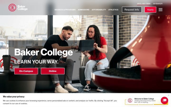 Screenshot of baker.edu