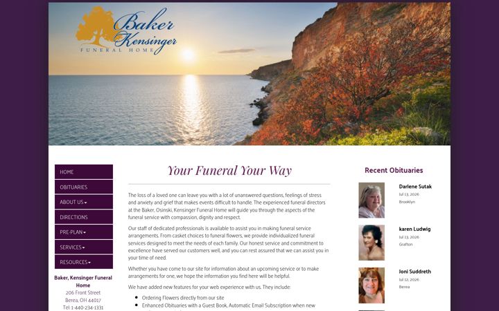 Screenshot of bakerfuneralberea.com