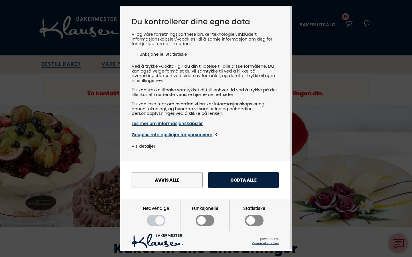Zrzut ekranu banera zgody wyświetlanego przed jakąkolwiek interakcją