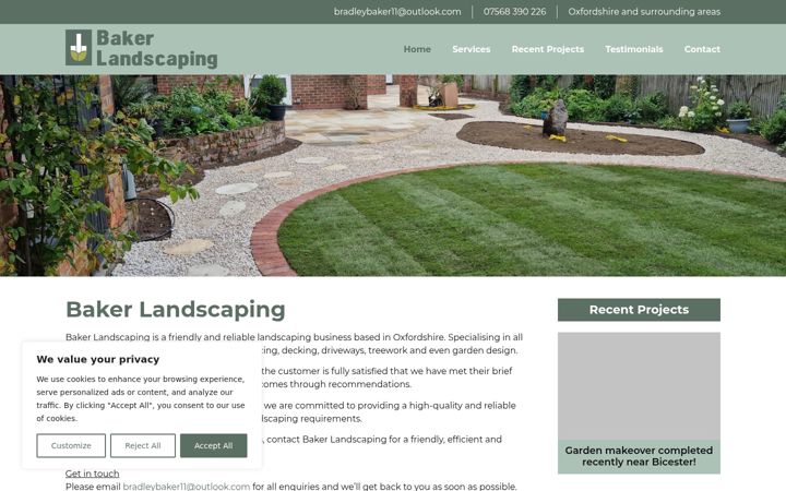 Screenshot of bakerlandscaping.co.uk