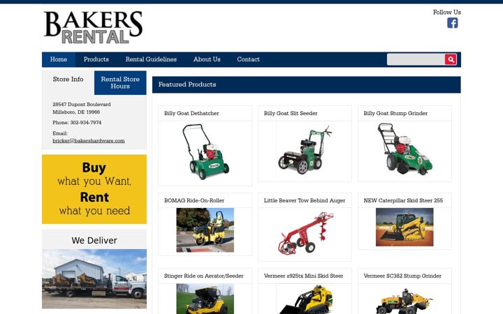 Screenshot of bakersrental.com