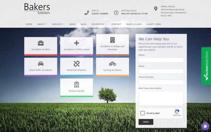 Screenshot of bakerssolicitors.com