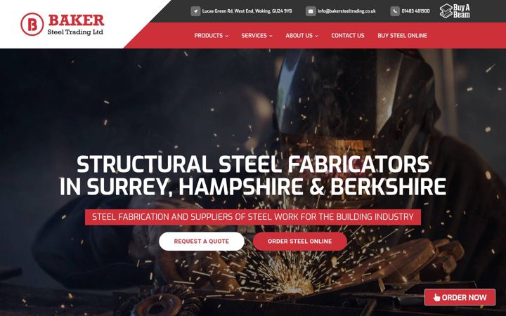 Screenshot of bakersteeltrading.co.uk