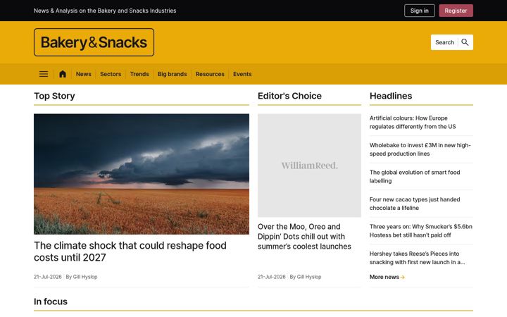 Captura de pantalla de bakeryandsnacks.com