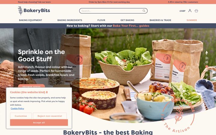 Snímek obrazovky bakerybits.co.uk