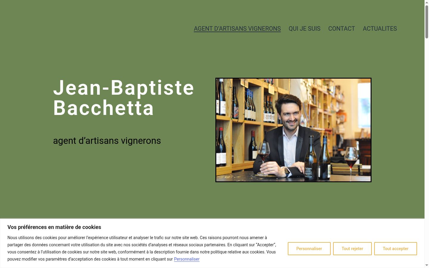 Captura de ecrã do banner de consentimento apresentado antes de qualquer interação