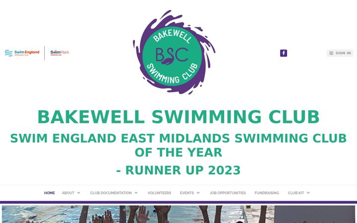 Screenshot of bakewellswimmingclub.org.uk