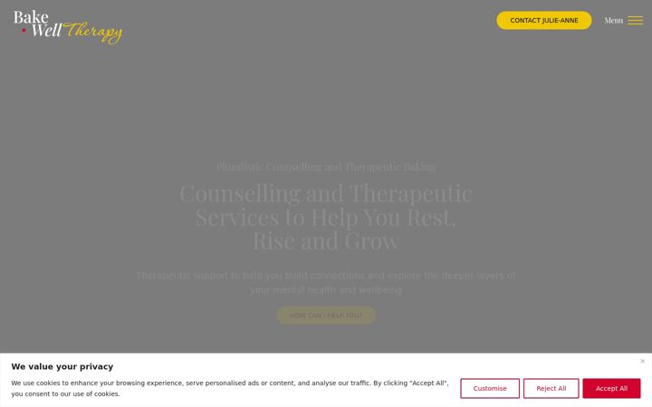 Screenshot of bakewelltherapy.com