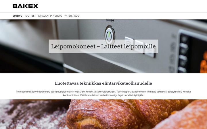 Captură de ecran a bakex.fi
