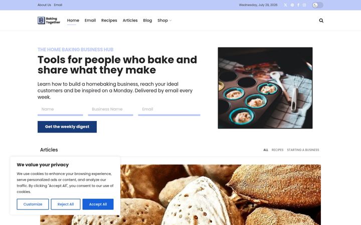 Screenshot of bakingtogether.com