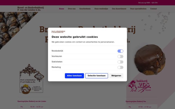 Screenshot of bakkerij-vanderlinden.nl