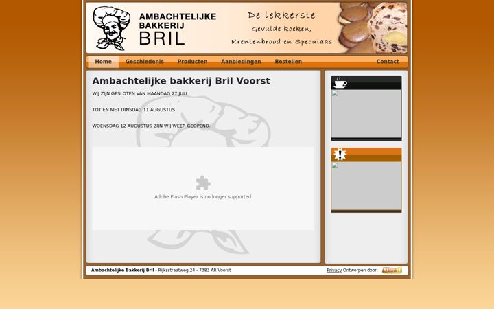 Screenshot of bakkerijbril.nl
