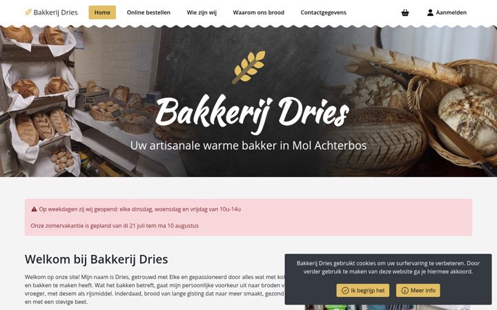 Екранна снимка на bakkerijdries.be