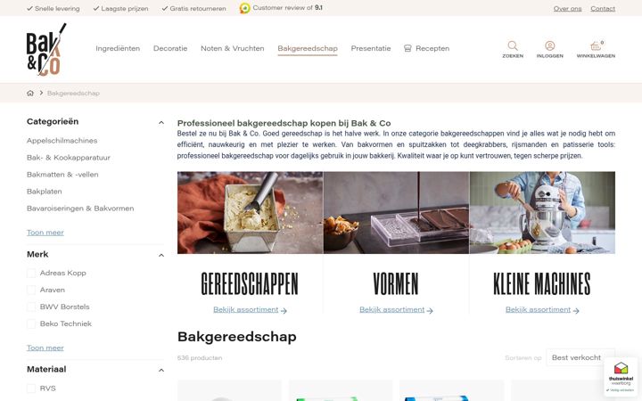 Screenshot of bakkerijgereedschap.nl