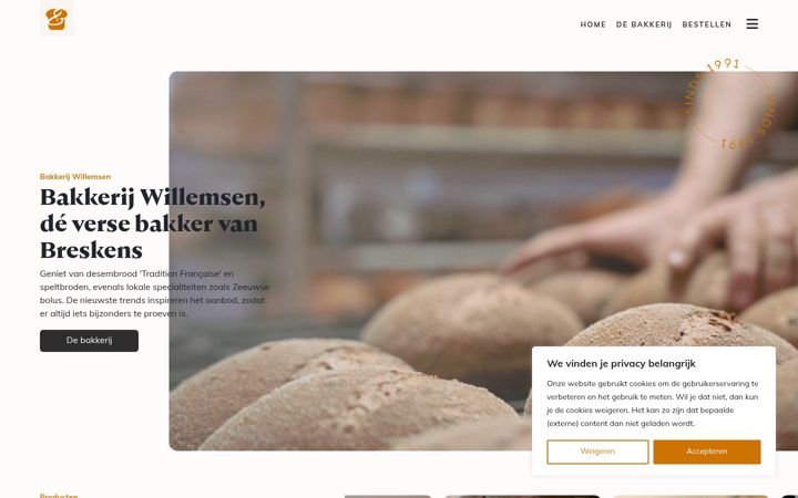 Screenshot of bakkerijwillemsen.nl