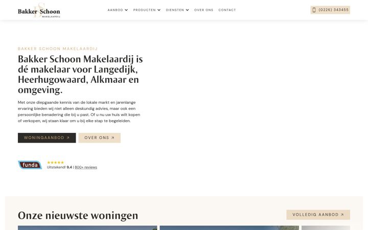 Kuvakaappaus sivustosta bakkerschoon.nl