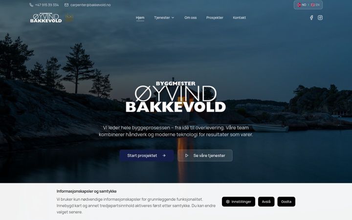 Screenshot of bakkevold.no