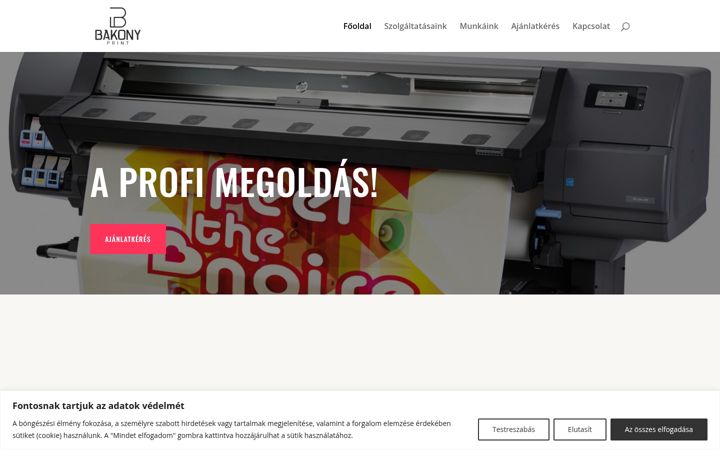 Screenshot of bakonyprint.hu