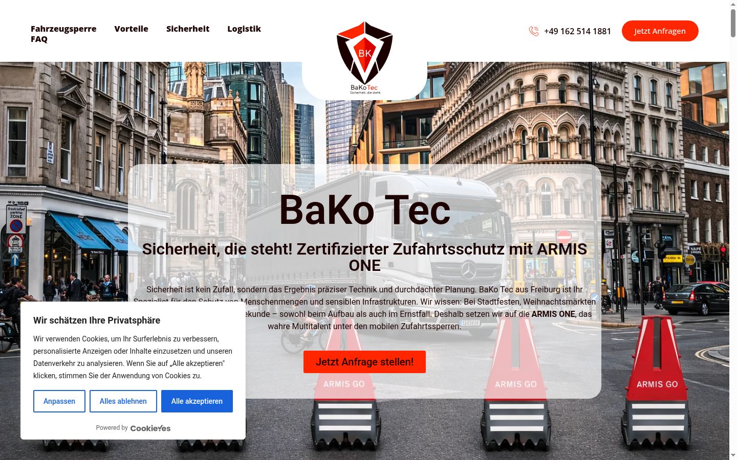 Screenshot des Einwilligungsbanners vor jeglicher Interaktion