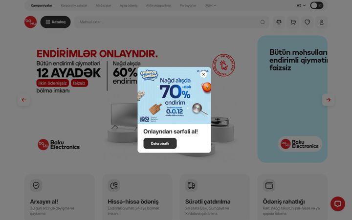 Screenshot of bakuelectronics.az