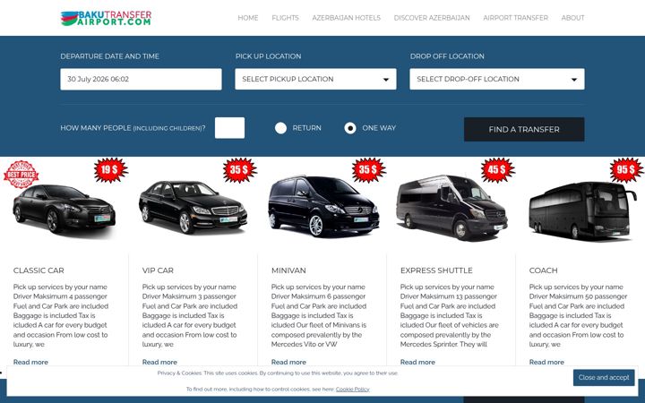 Screenshot of bakutransferairport.com