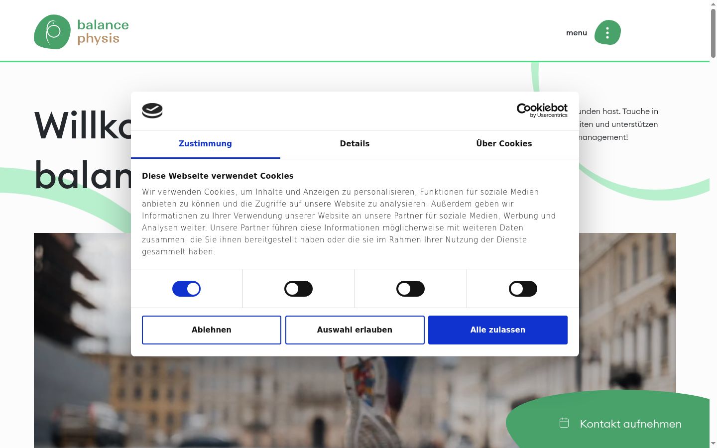 Screenshot del banner di consenso mostrato prima di qualsiasi interazione