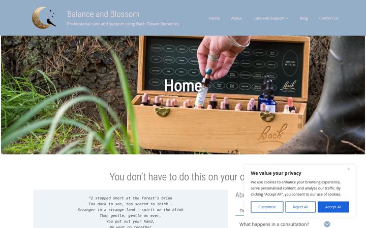 Screenshot of balanceandblossom.co.uk