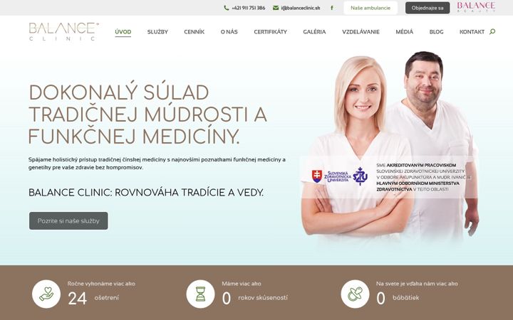 Snímek obrazovky balanceclinic.sk