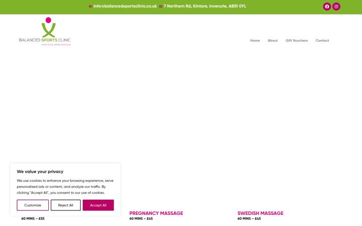 Screenshot of balancedsportsclinic.co.uk