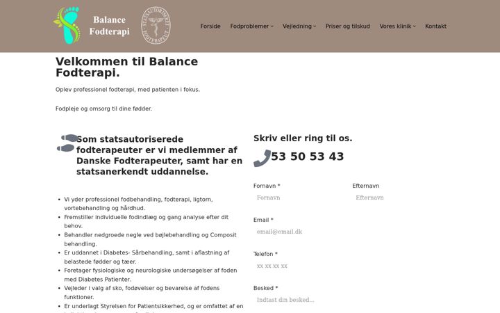 Screenshot of balancefodterapi.dk
