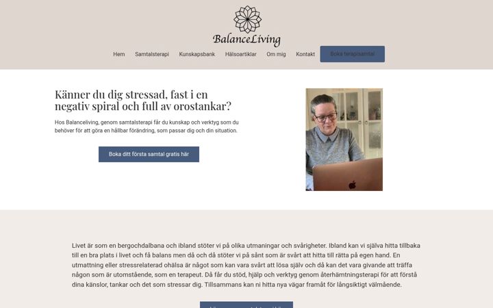 Screenshot of balanceliving.se