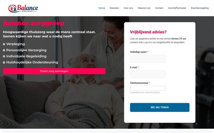 Screenshot of balancezorggroep.nl