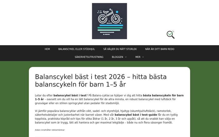 Screenshot of balans-cyklar.se