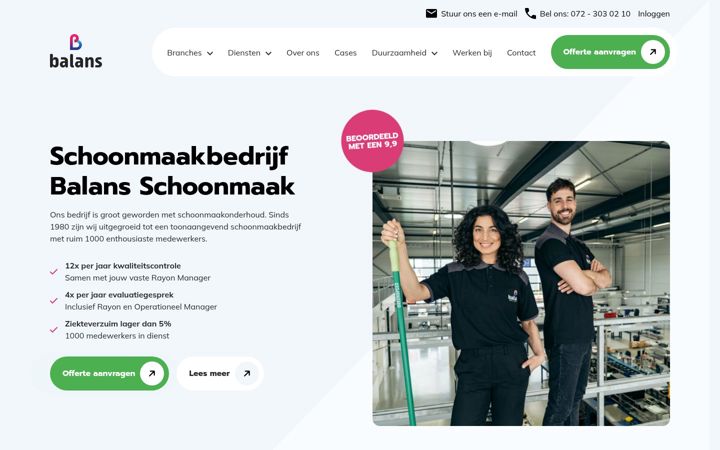 Screenshot of balansschoonmaak.nl