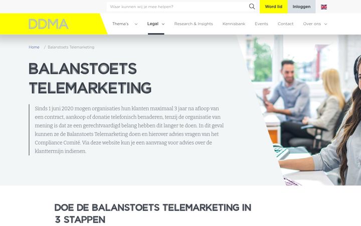 Screenshot of balanstoetstelemarketing.nl