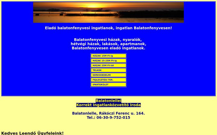 Screenshot of balatonfenyvesiingatlanok.hu
