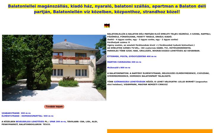 Képernyőkép: balatonlellei-szallas.hu
