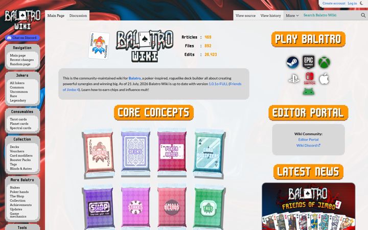 Screenshot of balatrowiki.org