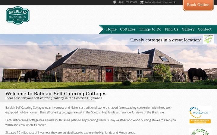 Screenshot of balblaircottages.co.uk