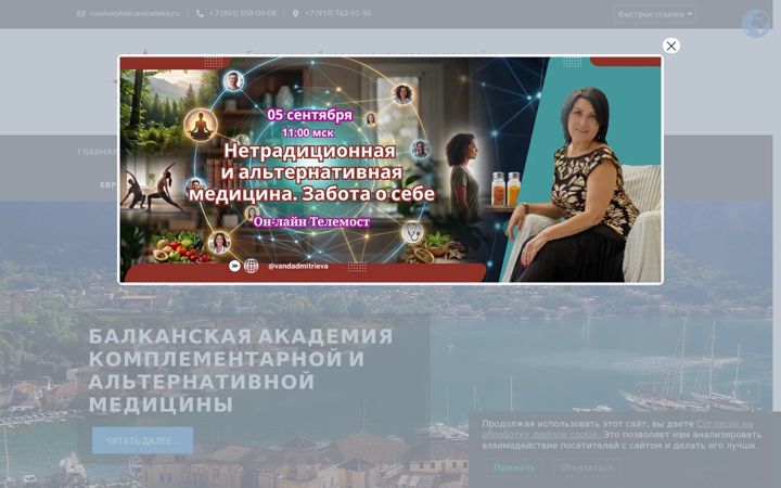 Posnetek zaslona balcanacademy.ru