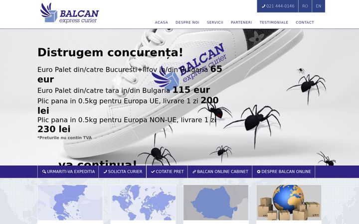 Captură de ecran a balcancurier.ro