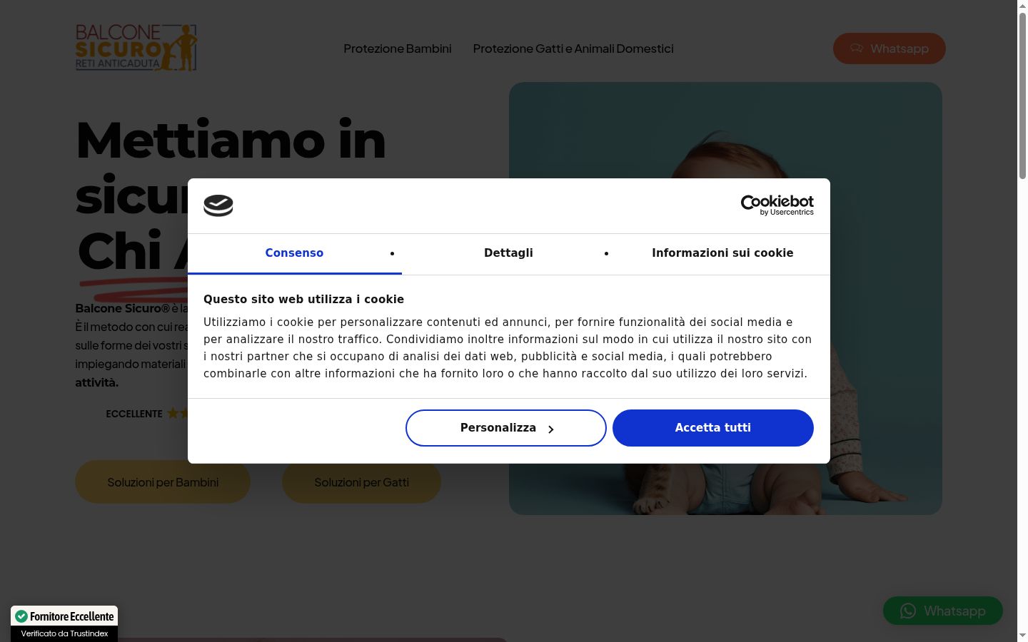 Screenshot del banner di consenso mostrato prima di qualsiasi interazione