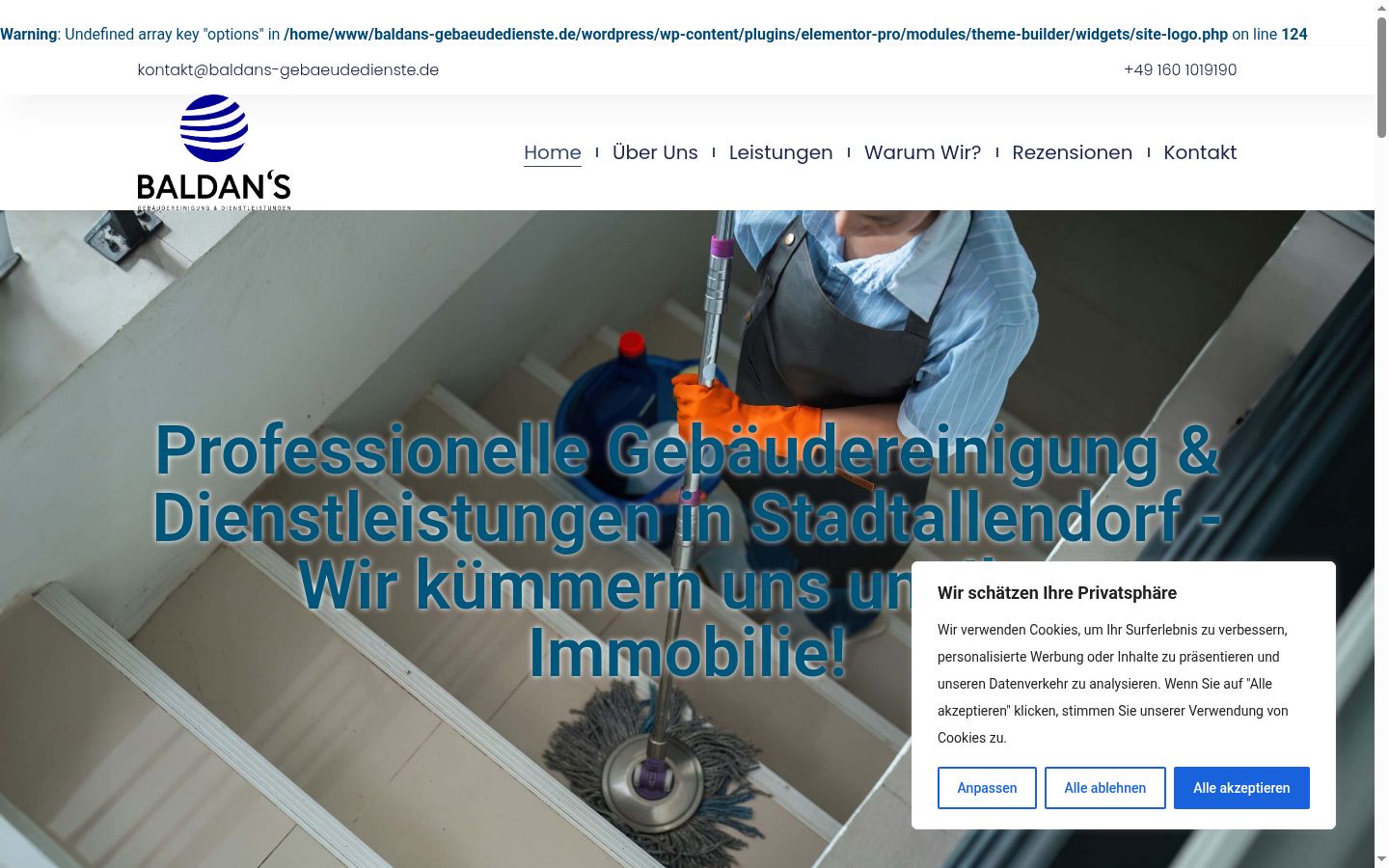 Screenshot des Einwilligungsbanners vor jeglicher Interaktion