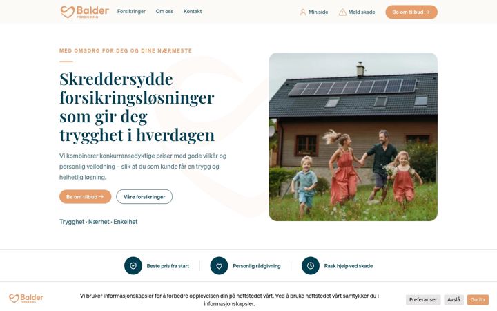 Screenshot of balderforsikring.no