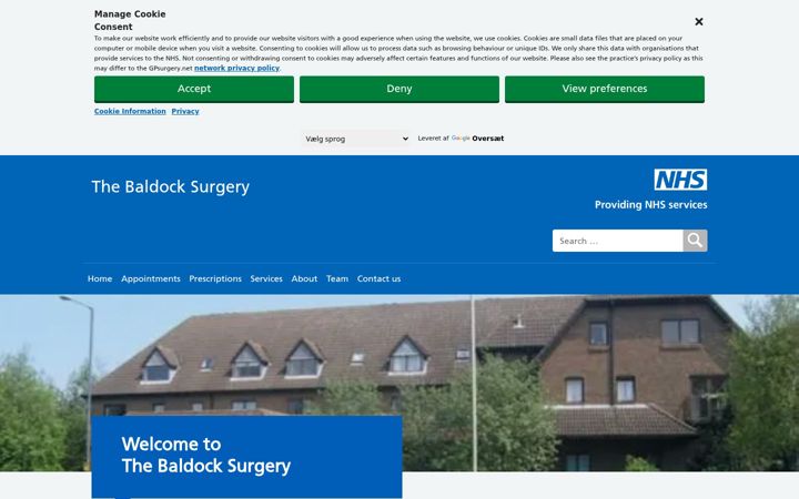 Screenshot ta' baldocksurgery.nhs.uk
