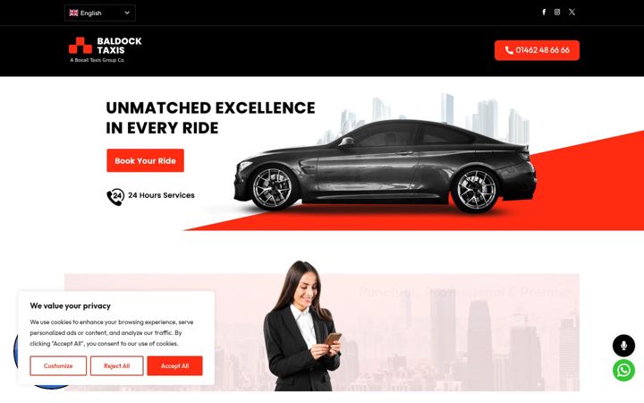 Screenshot of baldocktaxis.uk