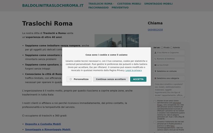 Screenshot of baldolinitraslochiroma.it